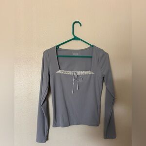 Hollister Light Blue Lace Trim Top Women’s Medium